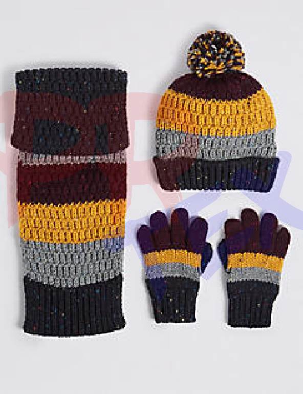Вязаный комплект 02 - Вязаные комплекты: шапка, шарф, варежки (перчатки)